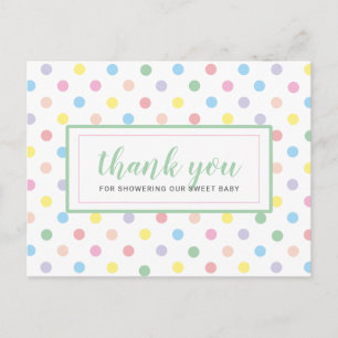 Soft Pastel Polka Dots Baby Shower Thank You Postcard