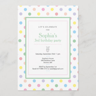 Soft Pastel Polka Dots Birthday Party Invitation