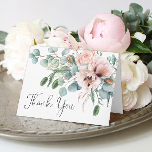 Soft Pastel Poppies and Eucalyptus Thank You Card