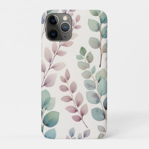 Soft Pastel Pretty Eucalyptus Leaves Pattern iPhone 11 Pro Case