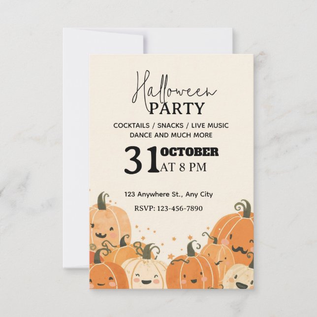 Soft Pastel Pumpkin Patch Halloween Party Invitati Invitation (Front)