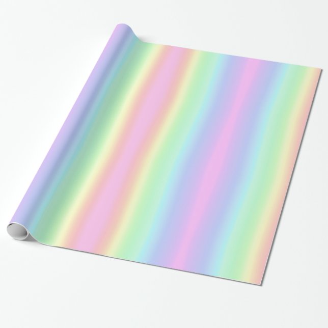 Soft Pastel Rainbow Aesthetic Gradient Stripes Wrapping Paper (Unrolled)