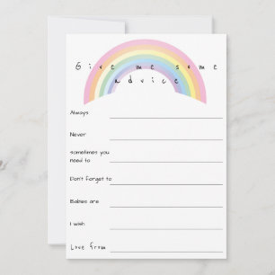 Soft pastel rainbow baby shower advice game  invitation