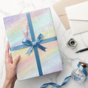 Soft Pastel Rainbow Holographic Glitter Pattern Wrapping Paper