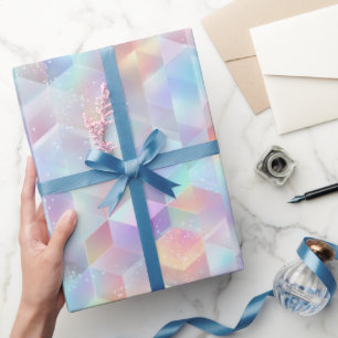 Soft Pastel Rainbow Holographic Glitter Pattern Wrapping Paper