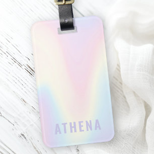 Soft pastel rainbow name trendy modern minimal luggage tag