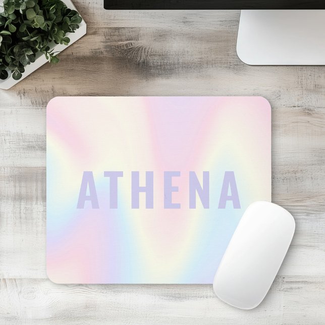 Soft pastel rainbow name trendy modern minimal mouse mat (Soft pastel rainbow name trendy modern minimal mouse pad)