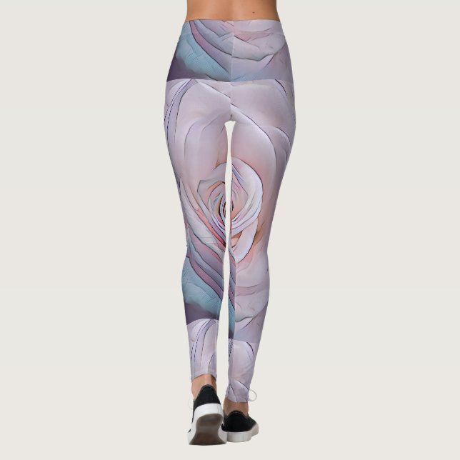 Soft Pastel Rose Bloom Leggings (Back)