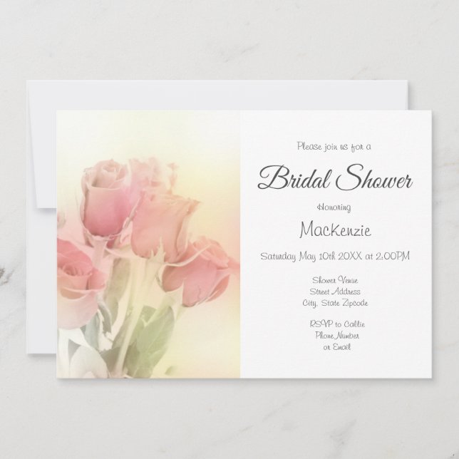 Soft Pastel Roses 2 Invitation (Front)