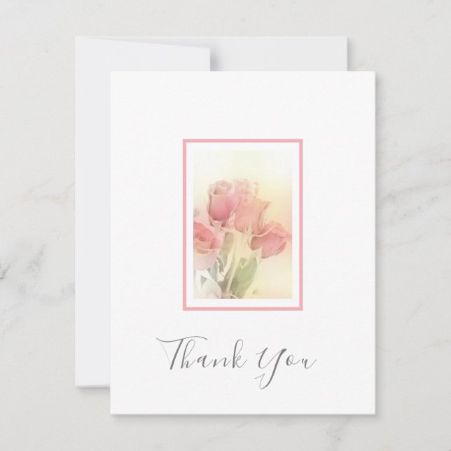 Soft Pastel Roses 2  Thank You Card (Front)