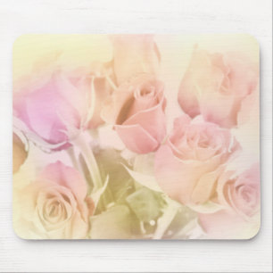 Soft Pastel Roses Mouse Mat