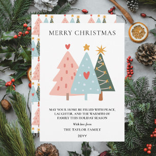 Soft Pastel Scandi-style Christmas Trees Holiday Card