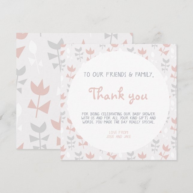  Soft pastel simple flowers baby shower Invitation (Front/Back)