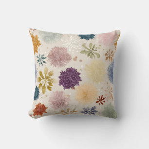 Soft Pastel Snowflake Floral Throw Pillow – Warm B