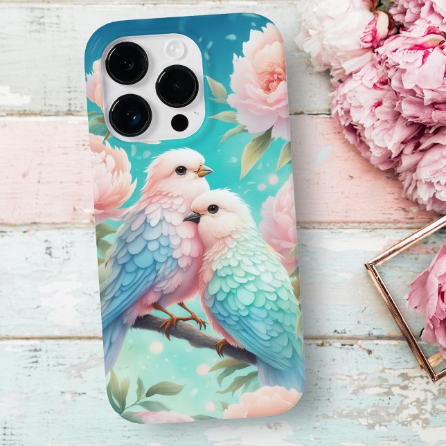Soft Pastel Song Birds With Peonies  Case-Mate iPhone Case (Embrace Elegance: Soft Pastel Song Birds & Peonies iPhone Case. Perfect Presents!)