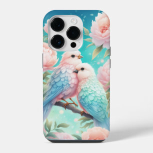 Soft Pastel Song Birds With Peonies iPhone 14 Pro Case