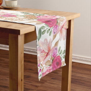 Soft Pastel Spring Bouquet Of Flowers Long Table Runner