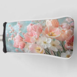 Soft Pastel Spring Flowers Design Delicate Florals Golf Head Cover
