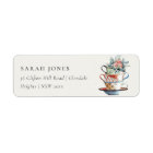 Soft Pastel Stacked Cups Floral Tea Party Address