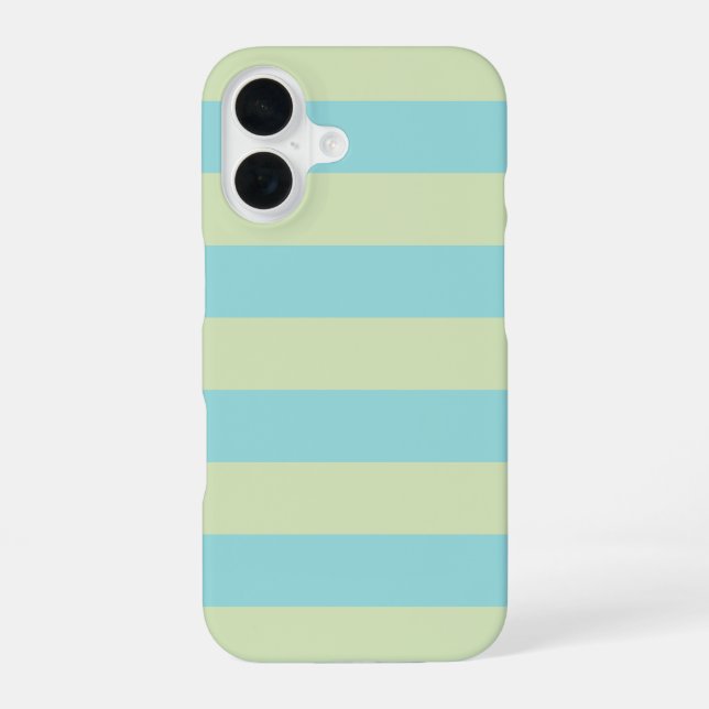 Soft Pastel Striped Pattern – Lime Cream & Limpet  iPhone 16 Case (Back)