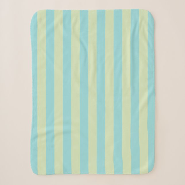 Soft Pastel Striped Pattern – Lime Cream & Limpet  Sherpa Blanket (Front)
