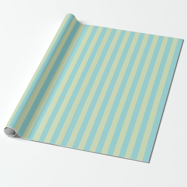 Soft Pastel Striped Pattern – Lime Cream & Limpet  Wrapping Paper (Unrolled)