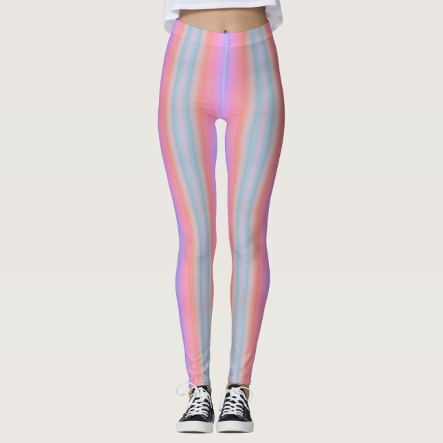 Soft Pastel Stripes Leggings (Front)