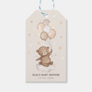 Soft Pastel Teddy Bear & Balloons Baby Birthday Gift Tags