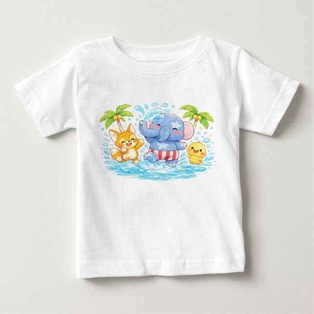 Soft pastel toy characters baby T-Shirt (Front)