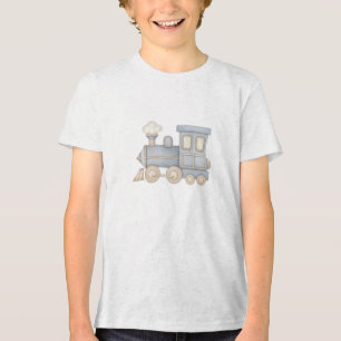Soft Pastel Toy Train Locomotive Illustration Tri-Blend Shirt