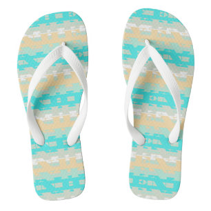 Soft Pastel Turquoise Beige Modern Heaven Pattern Flip Flops