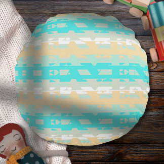 Soft Pastel Turquoise Beige Modern Heaven Pattern Round Cushion