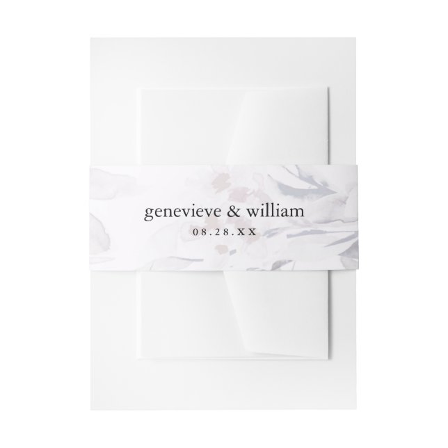 Soft Pastel Watercolor Botanical Wedding Invitation Belly Band (Front Example)
