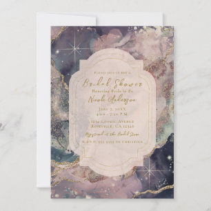 Soft Pastel Watercolor Celestial Galaxy Bridal Invitation