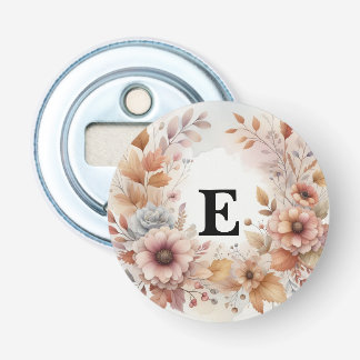 Soft Pastel Watercolor Fall Leaves Floral Frame Bottle Opener