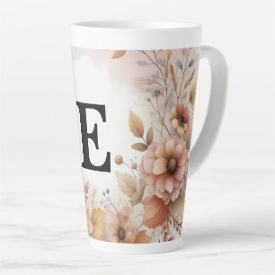 Soft Pastel Watercolor Fall Leaves Floral Frame Latte Mug