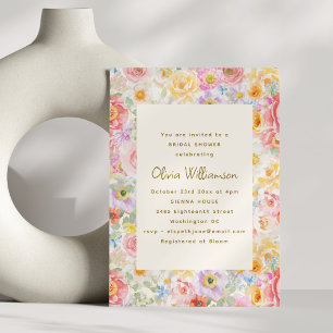 Soft Pastel Watercolor Floral Bridal Shower Invitation