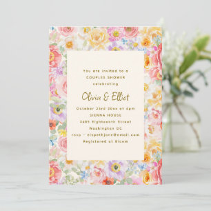 Soft Pastel Watercolor Floral Cute Couples Shower Invitation