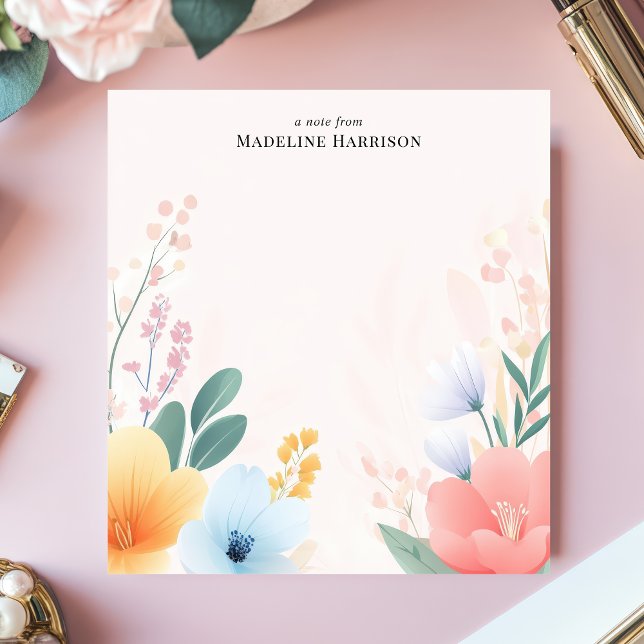Soft Pastel Watercolor Floral Personalised Name Notepad (Creator Uploaded)