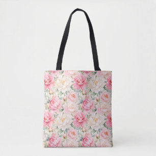 Soft Pastel Watercolor Peony Blossoms Tote Bag