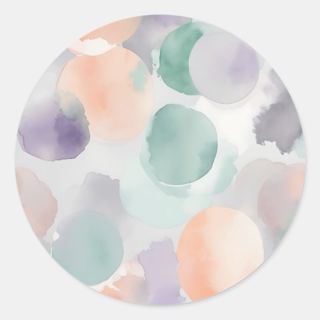 Soft Pastel Watercolor Washes Classic Round Sticker (Front)
