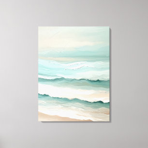 Soft Pastel Waves Minimalist Beach Wrapped Canvas 