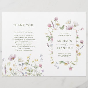 Soft Pastel Wildflower Botanical Wedding Program