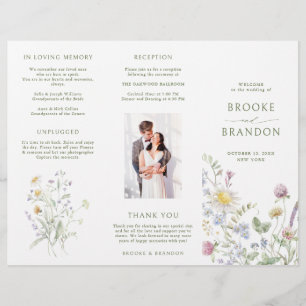 Soft Pastel Wildflower Botanical Wedding Program