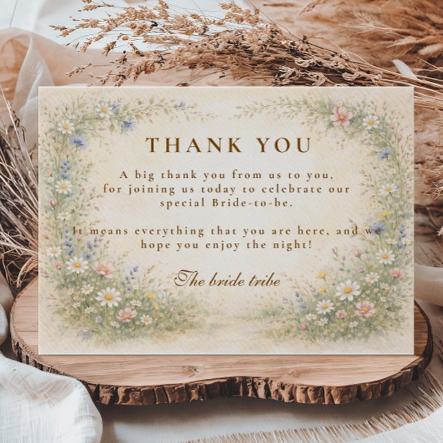 Soft Pastel Wildflower Bridal Shower Thank You Card (Creator Uploaded)
