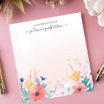 Soft Pastel Wildflower Garden Personalised Name Notepad<br><div class="desc">Embrace the gentle beauty of a blooming garden with this personalised notepad. The design features a lovely array of pastel wildflowers, creating a soft and inviting border along the bottom. The light, airy background enhances the floral motif. Add your own text to customise this notepad. Perfect for everyday notes, to-do...</div>
