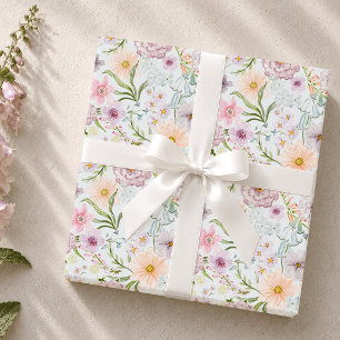 Soft Pastel Wildflower Garden Watercolor  Wrapping Paper