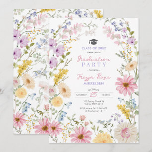 Soft Pastel Wildflower Meadow Graduation Invitation