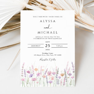 Soft Pastel Wildflower Wedding Invitation