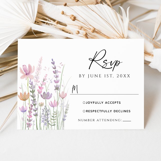 Soft Pastel Wildflower Wedding RSVP Card (Creator Uploaded)